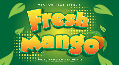Fresh Mango 3d editable text style Template healthy