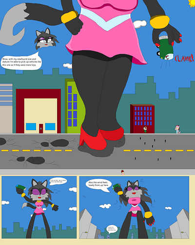 Adriana's Gigantic Growing Goof Part Two adult anthro character comic comics fantasy fox foxes furry giantess giants kaiju macro mobian oc pages sonic vixen witch witches