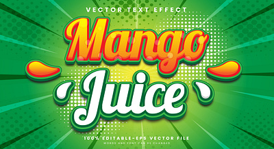 Mango Juice 3d editable text style Template holiday