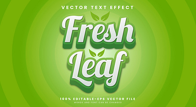 Fresh Leaf 3d editable text style Template fresh nature