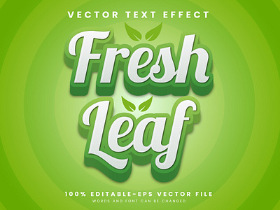 Fresh Leaf 3d editable text style Template fresh nature