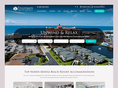 Tilghman Beach & Golf Resort // Web Design accommodation beach golf hotel rental resort vacation vacation rental web design