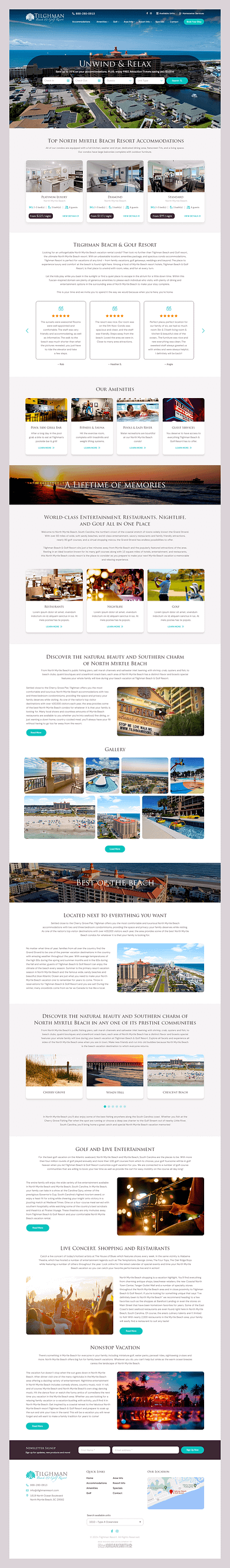 Tilghman Beach & Golf Resort // Web Design accommodation beach golf hotel rental resort vacation vacation rental web design