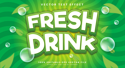 Fresh Drink 3d editable text style Template fresh drink