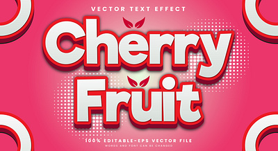 Cherry Fruit 3d editable text style Template fruit basket
