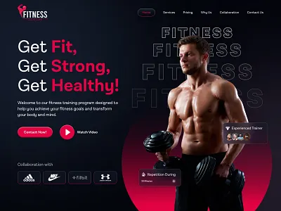 Fitness Landing Page branding creative fitness fitness landing page gym landing page layout design modern design ui design ui ux design