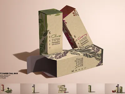 Kraft Paper Tall Box Package Mockup 3d branding design graphic design kraftpaper mockup tall box