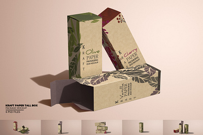 Kraft Paper Tall Box Package Mockup 3d branding design graphic design kraftpaper mockup tall box