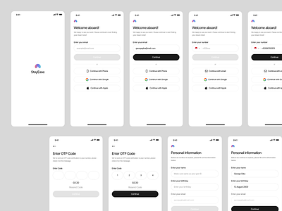 SSO (Single Sign On) - Hotel Booking App [StayEase] account application booking clean design hotel login mobile register sign in sign up sso ui uidesign