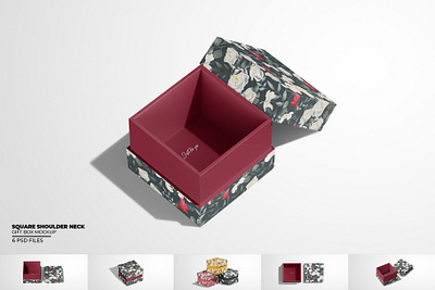 Square Shoulder Neck Rigid Box Mockup 3d apparel box mockup branding fashion illustration mockup seamless textile print