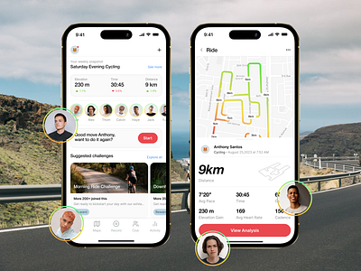 Cycling Tracking App activiityapp bicycle bicycle app bike app bike goals bike track app bike tracker bikeroute fun ride ios mobile app mobile design route sport tracker app tracking app training app ui ui design user interfac