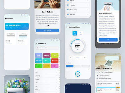 Air Conditioner Remote App Design ac applications ac remote interface prototyping mobile apps onboarding product concept product design remote apps smart home temperature user experience design user interface design