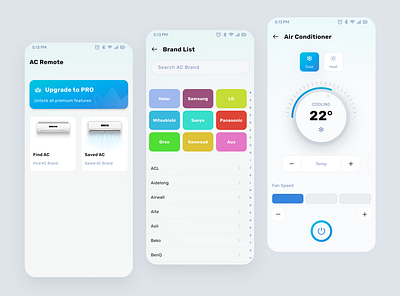 Air Conditioner Remote App Design ac applications ac remote interface prototyping mobile apps onboarding product concept product design remote apps smart home temperature user experience design user interface design