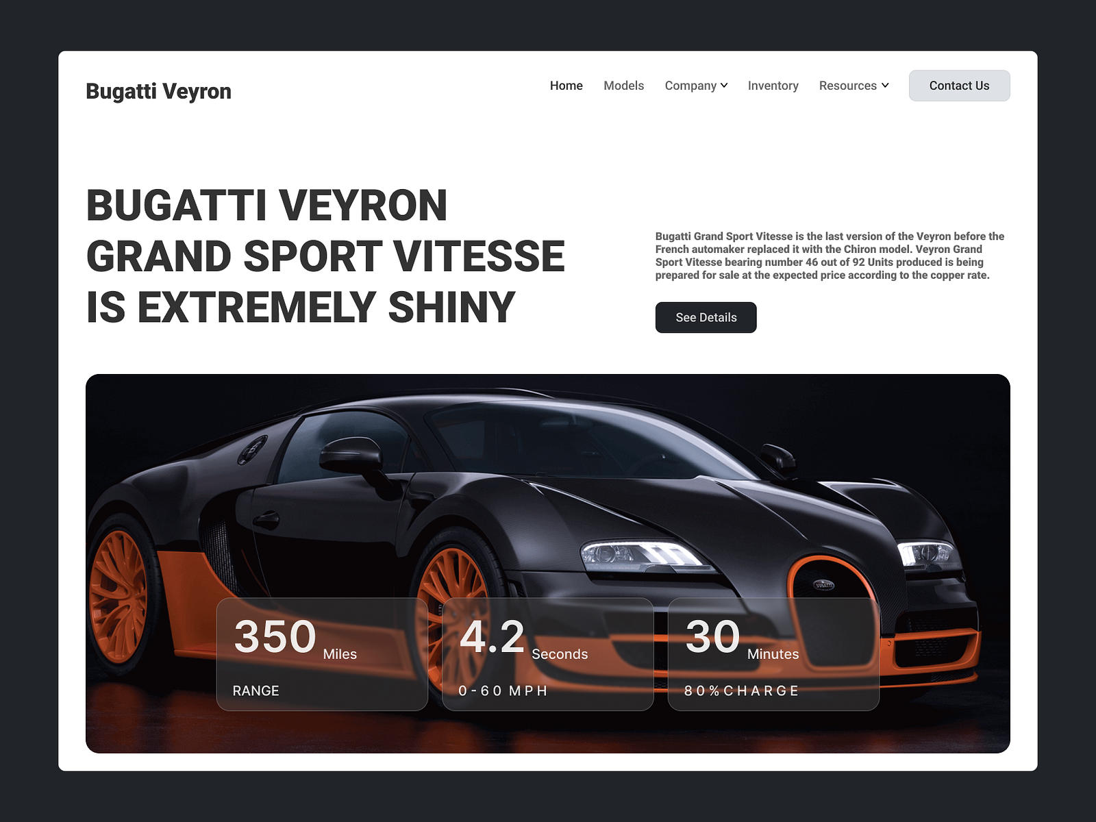 Bugatti Veyron Grand Sport Vitesse - Website by Huy Truong on Dribbble