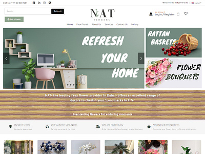 Online Store - NAT Flowers elementor responsive web deisgn woocommerce wordpress