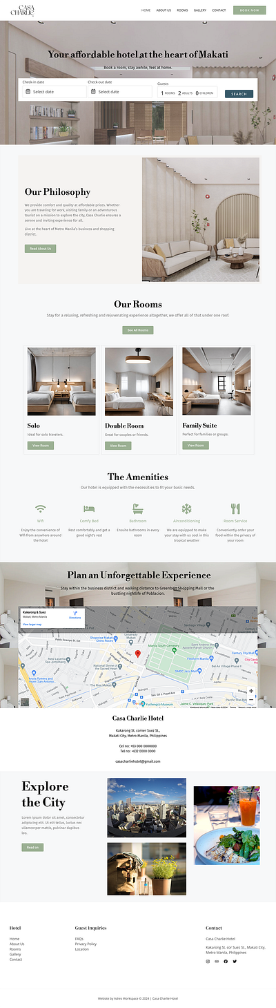 Casa Charlie Hotel branding hotel website ui ux web design