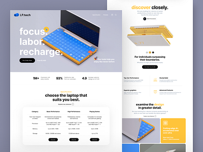 Landing Page. Laptop animation apple cards design ios iphone landing page laptop macbook material design motion graphics phisical product product page ui ux