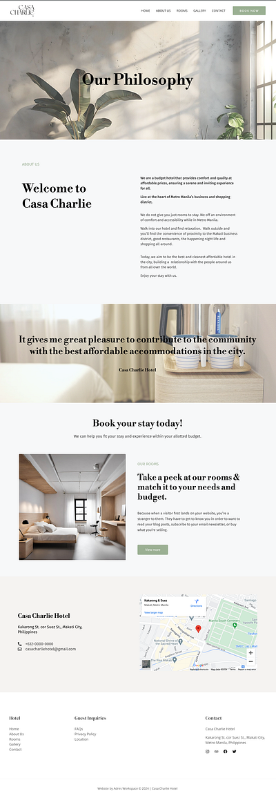Casa Charlie Hotel About Page branding design hotel website ui ux web design web designer wordpress