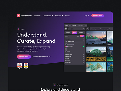 Explore Page Superannotate ai data desktop gradient product saas ui webdesign website