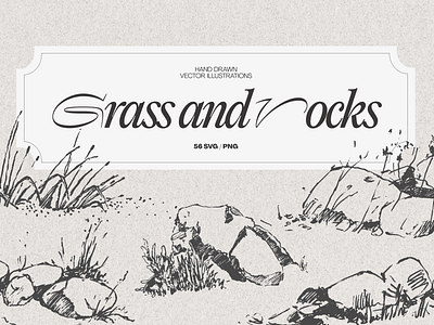 Sketches of Grass and Rocks design elements drawing grass grass drawing grass illustration rock rocks sketch