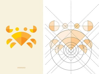 Crab Logo & Grid - Animal Logo animal animal logo branding crab crab logo dainogo golden ratio golden ratio logo logo logo design logo for sale logo process mark nature symbol