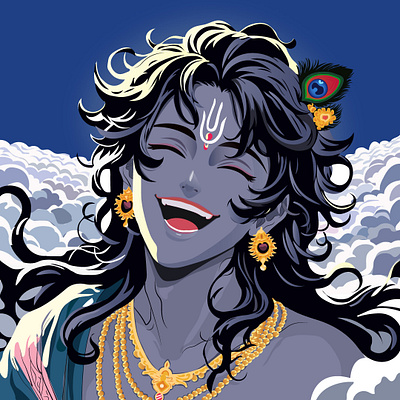 Digital Krishna Portrait | Vector Illustration art design digitalillustration figma illustration krishnaillustration potrait ui vector art