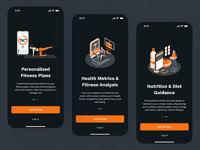 Fitness App Onboarding (Dark Mode) dark mode dark mode app fitness fitness app fitness mobile design mobile app onboarding ui ux