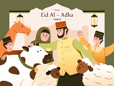 Eid Al-Adha - IIustration adha animals artwork character character illustration digital illustration eid eid al adha illustration eid aladha flat illustration graphic desig idul adha illustration illustration moslem muslim illustration sketch vector illustration