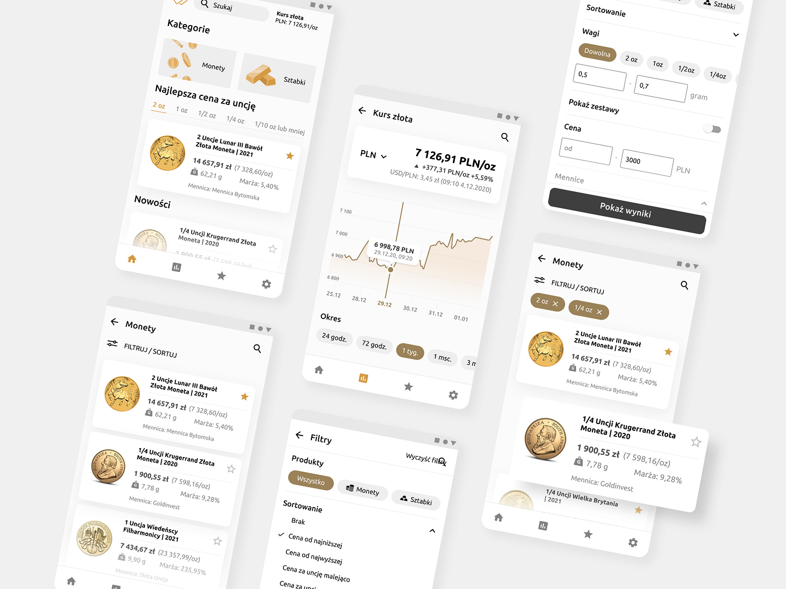 Goldpare - mobile app for gold investors by Estera Marczewska on Dribbble