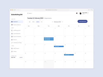 Calendar Overview - Appointment Dashboard appointment dashboard calendar calendar dashboard calendar deisgn dashboard design saas ui ux