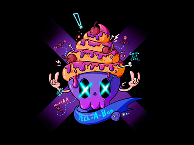 Creepy cup cake 2d graphic design illustration