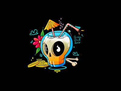 Skully gin and tonic branding graphic design illustration logo