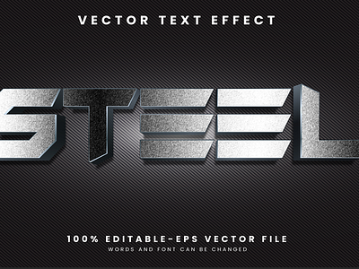 Steel 3d editable text style Template glossy