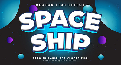 Space Ship 3d editable text style Template lettering