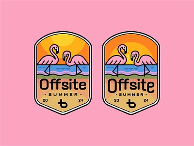 Offsite badge advanture badge beach bird branding design flamingo fun graphic design icon icon set illustration logo resort summer travel tropical vector