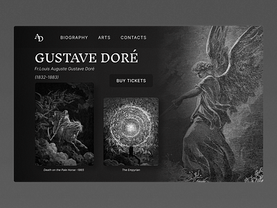 Gustav dore art exibition website design art design ui ux