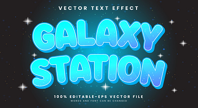 Galaxy Station 3d editable text style Template galaxy background