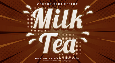 Milk Tea 3d editable text style Template dairy milk