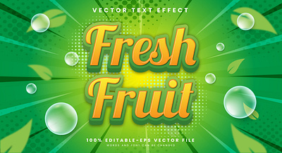 Fresh Fruit 3d editable text style Template healthy