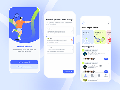 Tennis Buddy android app design book dashboard design interface ios mobile mobile app mobile ui onboarding sport sport app tennis ui ux