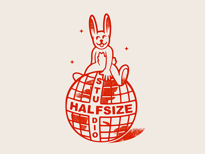 1/2 size studio 🌐🐇 branding bunny design doodle drawing globe graphic design illustration logo mascot rabbit typography vector