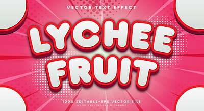 Lychee Fruit 3d editable text style Template graphic style