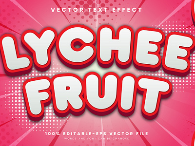 Lychee Fruit 3d editable text style Template graphic style