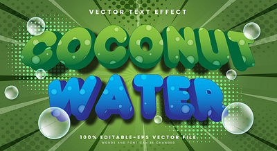 Coconut Water 3d editable text style Template food