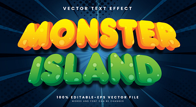 Monster Island 3d editable text style Template fun