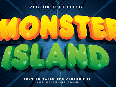 Monster Island 3d editable text style Template fun
