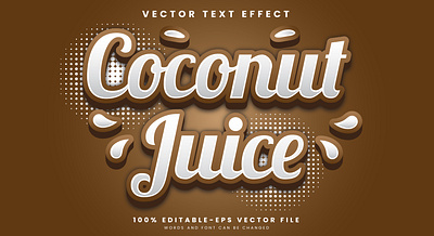 Coconut Juice 3d editable text style Template fresh