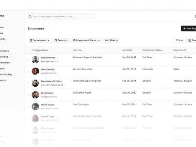 Employee management system black dashboard design employee management minimal sidebar system tables ui white