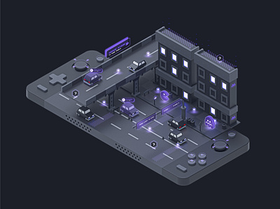 Isometric Illustration for AR App app ar city codding console cyber data design digital game illustration isometric reality retro score switch ui virtual web