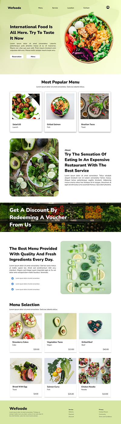 Food website food landigpage food website homepage landing page recipe website restaurant website